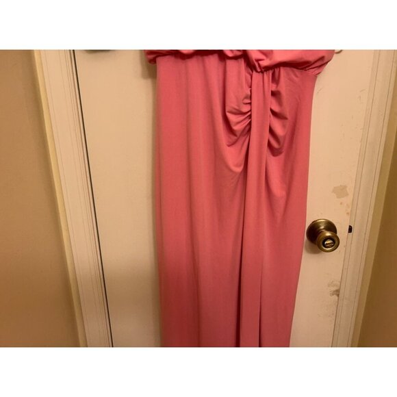 Womens Pink Sleeveless Maxi Dress With Ruched Waist And Side Slit - Size M - Picture 3 of 12